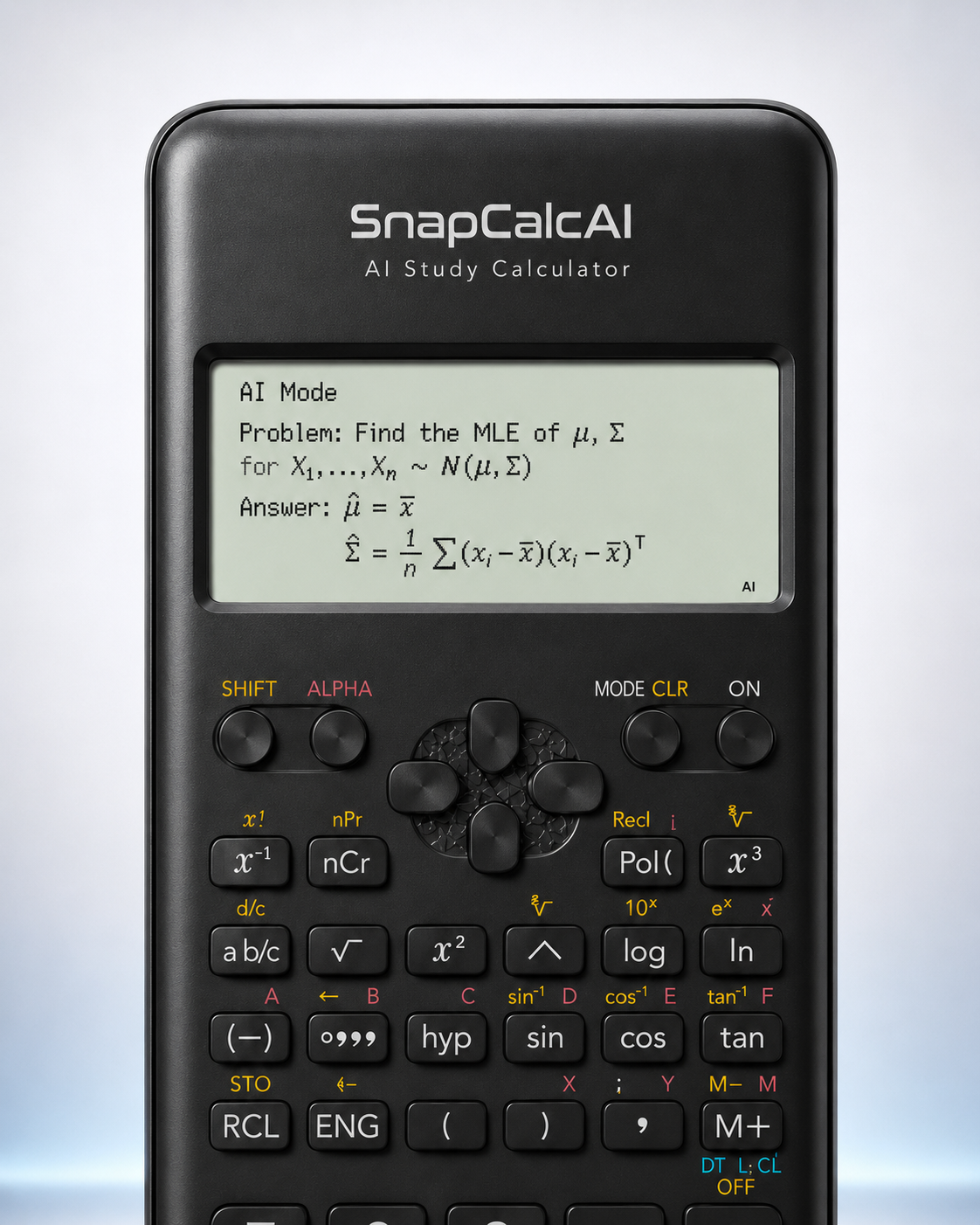 SnapCalcAI calculator screen close-up with AI study solution